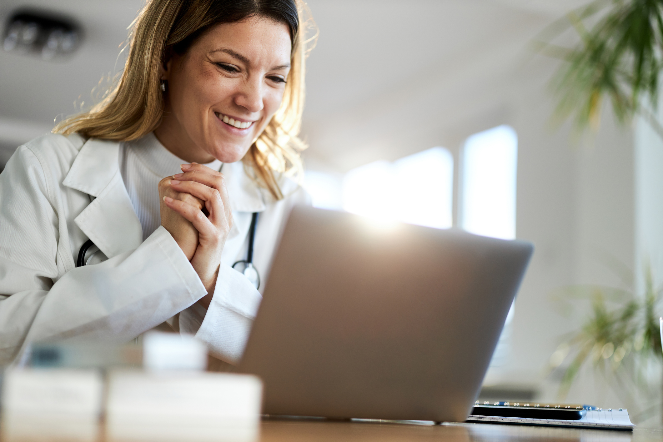 A provider on a video consultation